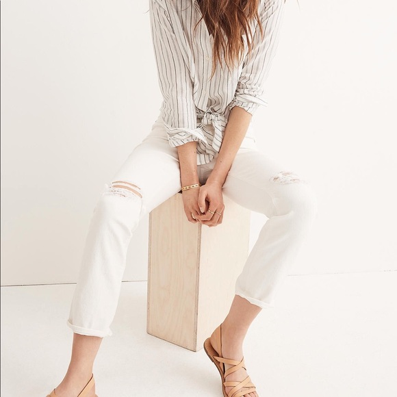 Madewell Denim - Madewell The High-Rise Slim Boyjean in Tile White